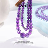 DARA Dara Natural 5-12mm Amethyst Faceted Alloy Necklace RX4261001