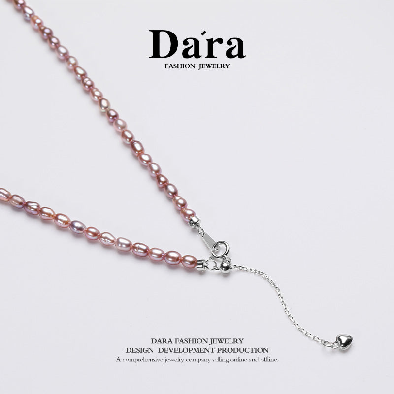 DARA S925银淡水无籽紫珍珠3-4mm珍珠项链 YX6708001 