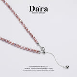 DARA S925银淡水无籽紫珍珠3-4mm珍珠项链 YX6708001 