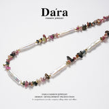 DARA 淡水牙签巴洛克4-6毫米珍珠碧玺项链 X6551001 