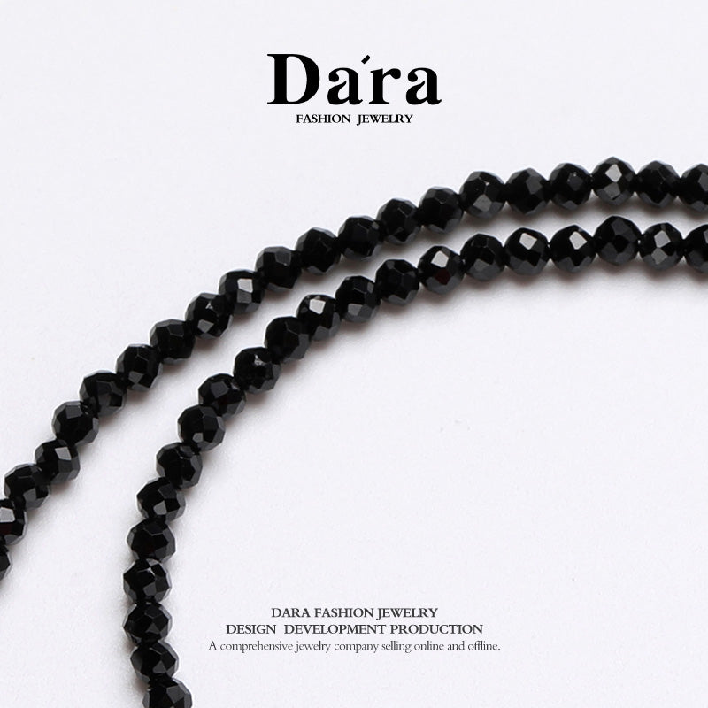 DARA S925银2-3毫米黑水晶项链 YX6687001 