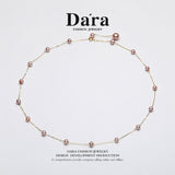 DARA 9K金淡水紫珍珠星空4-5mm7-8mm珍珠项链 KX0504002 