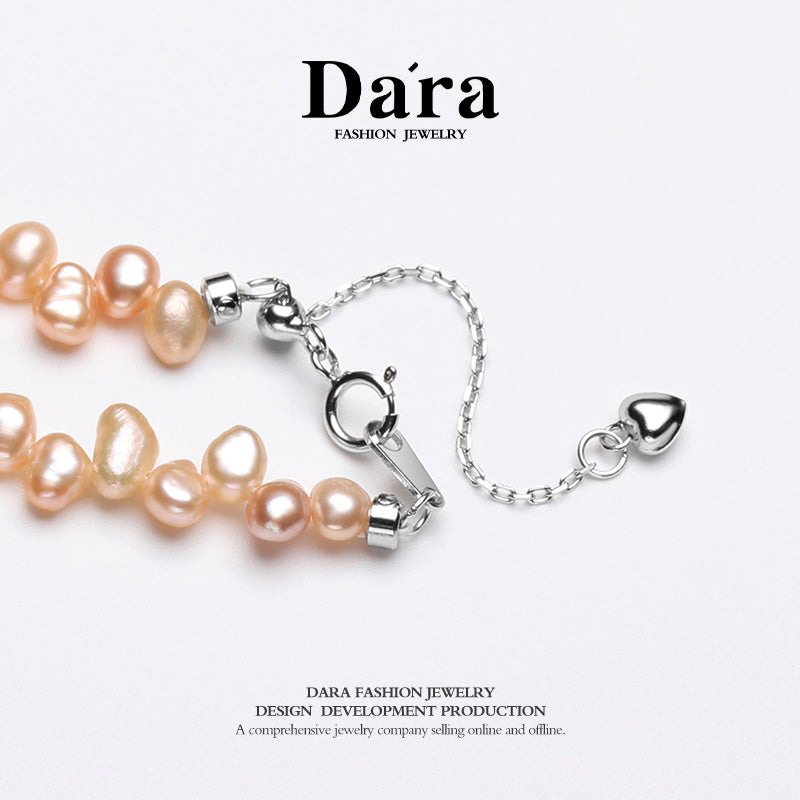 DARA S925银淡水无籽花瓣珍珠3-4mm项链 YX6711001 