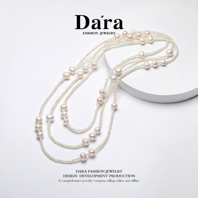 DARA 3-4毫米至8-10毫米淡水珍珠项链毛衣链 X6663001 