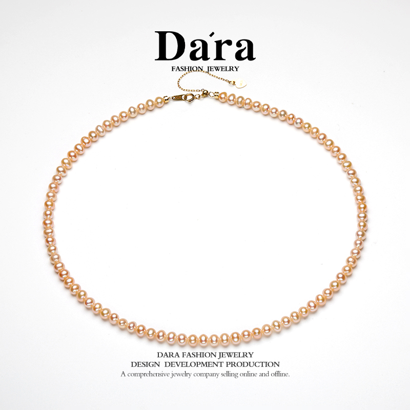 Dara S925银淡水珍珠有核4-5毫米中国红小米链YX5811001 