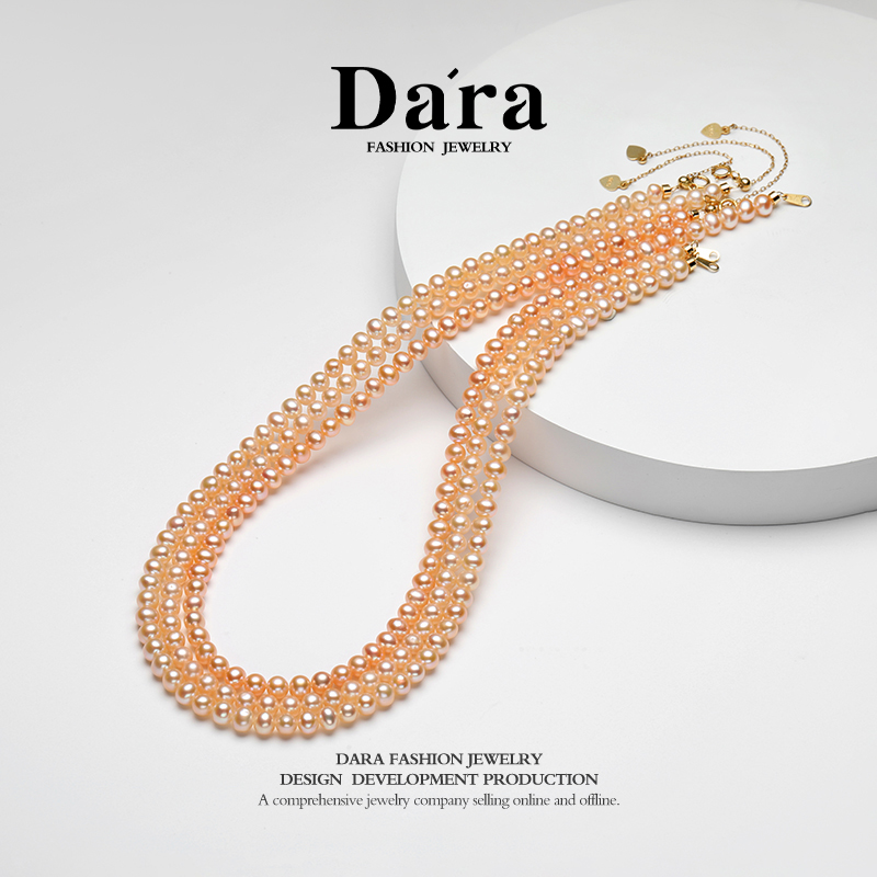 Dara S925银淡水珍珠有核4-5毫米中国红小米链YX5811001 