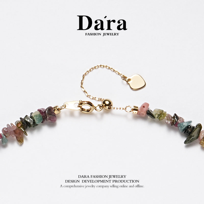 DARA 淡水牙签巴洛克4-6毫米珍珠碧玺项链 X6551001 