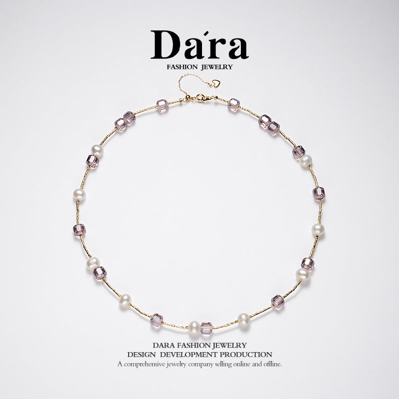 DARA 淡水无核白珍珠 9-10mm 珍珠项链 X6568001 