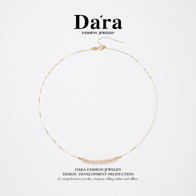 DARA S925银淡水无核中国红3-4mm珍珠微笑链 YX6876001 