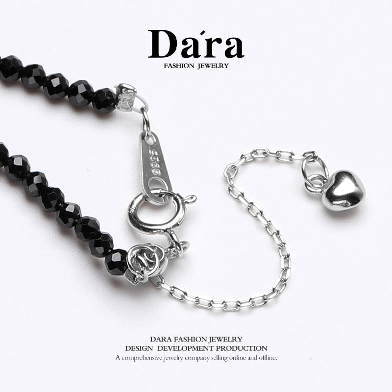 DARA S925银2-3毫米黑水晶项链 YX6687001 