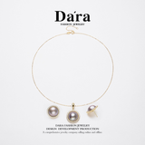 DARA S925银海蓝紫马贝15-16mm珍珠向日葵吊坠耳环套装YX6878001T 