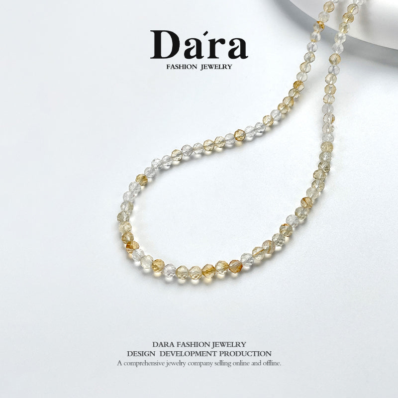 DARA 925 Silver Yellow Crystal Tourmaline Necklace, Recommended by DARA, RYX4197001