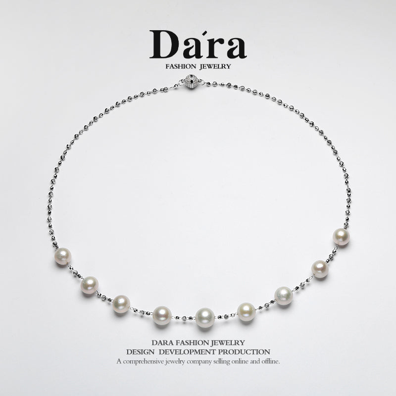 DARA Daira 淡水珍珠白珍珠10-12mm近圆形强光微瑕项链X6687001
