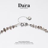 DARA 大溪地海水近圆形明亮珍珠9-10毫米烟晶项链 X1865001 