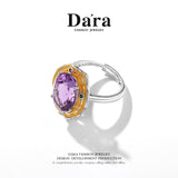 DARA 925 silver amethyst double gold personalized open ring YJ2418001