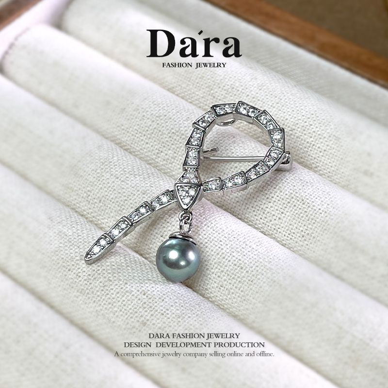 DARA Akoya 7-8mm 蛇珍珠胸针 D848001 
