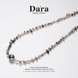 DARA 大溪地海水近圆形明亮珍珠9-10毫米烟晶项链 X1865001 