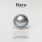 DARA S925纯银海水马尾14-15毫米珍珠戒指 YJ6723001 