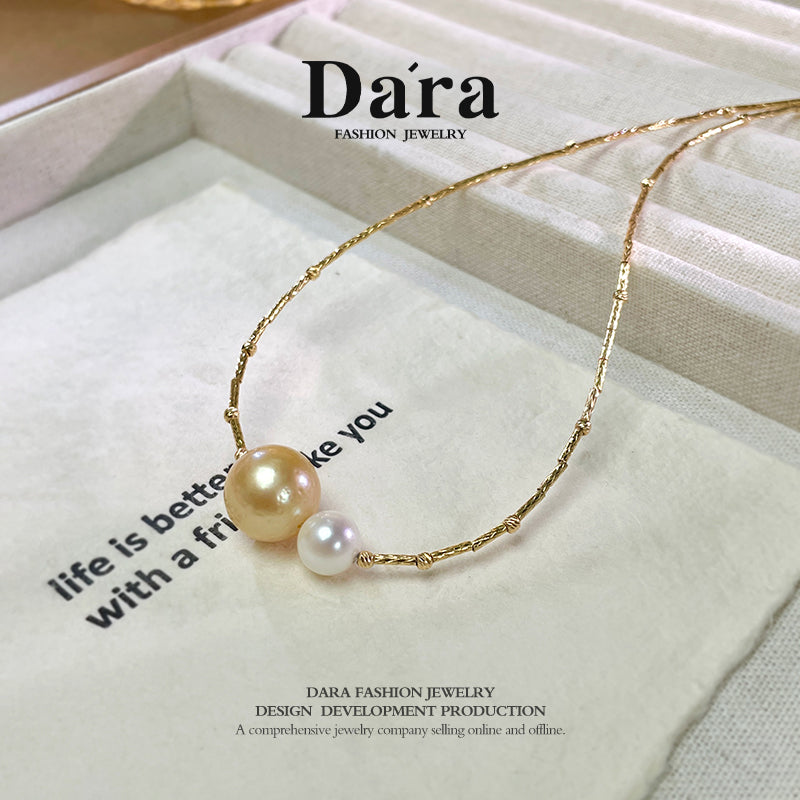 DARA S925银海水南海金珍珠10-11mm MakoYA 7-8mm珍珠项链 YX6831001 