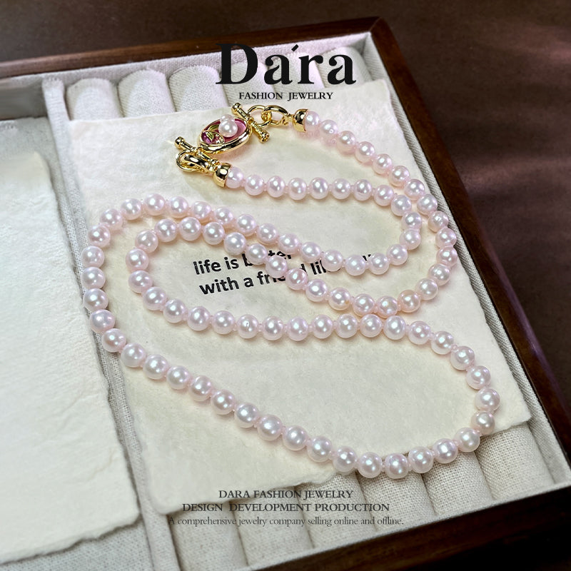 DARA 淡水珍珠项链，粉色，6-7 毫米，圆形，强光泽，轻微瑕疵，X6689001 
