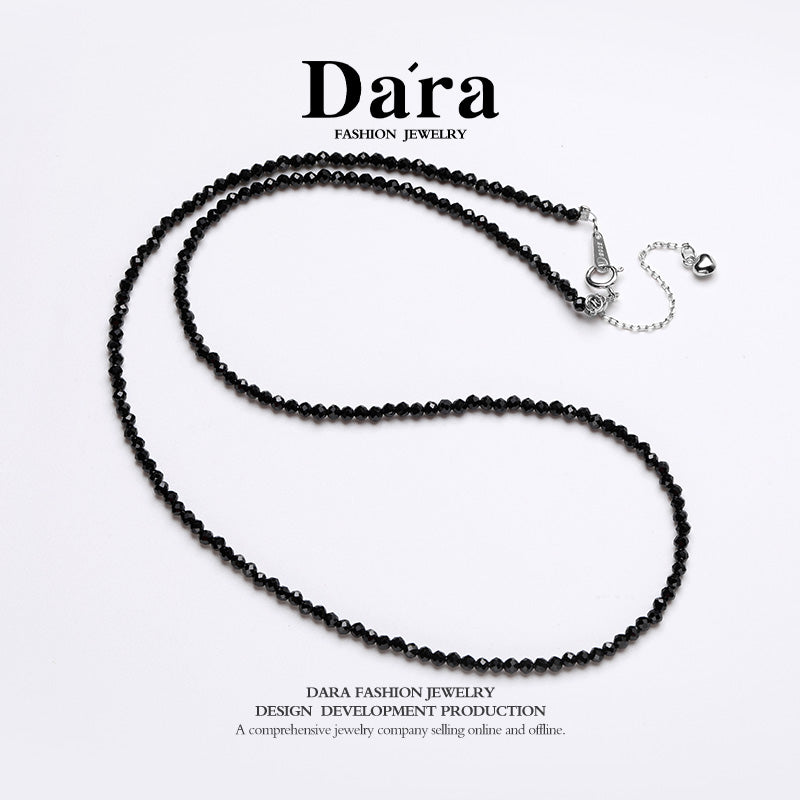 DARA S925银2-3毫米黑水晶项链 YX6687001 