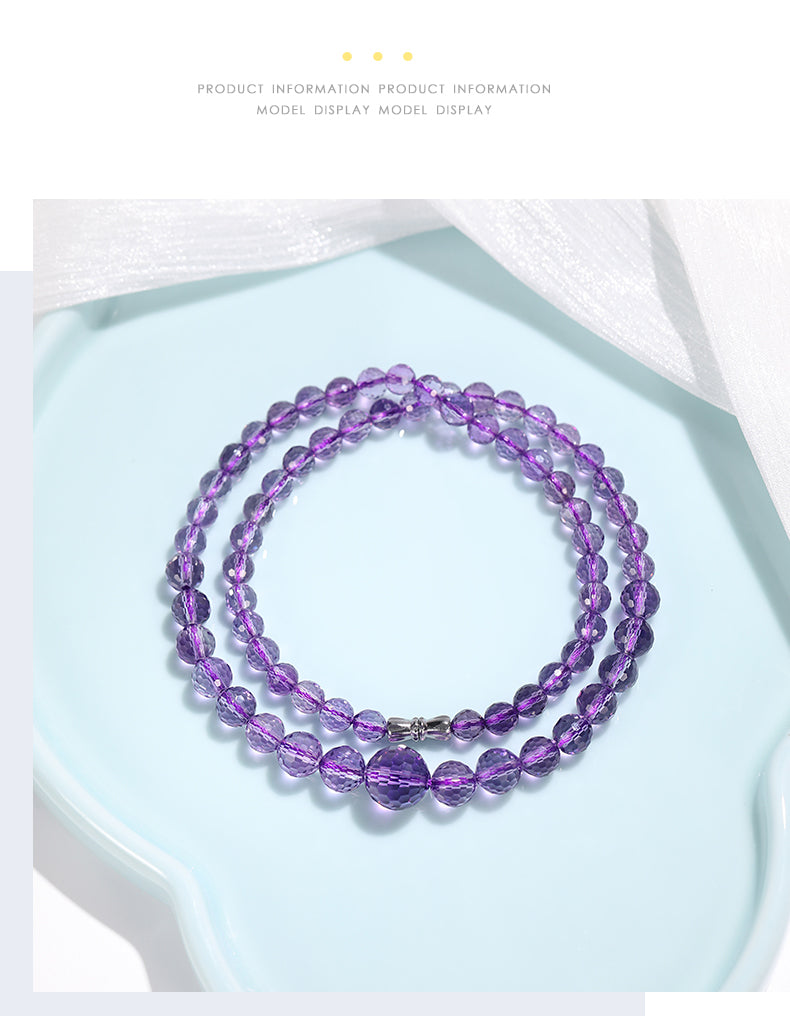 DARA Dara Natural 5-12mm Amethyst Faceted Alloy Necklace RX4261001