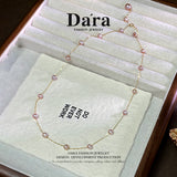DARA 9K金淡水紫珍珠星空4-5mm7-8mm珍珠项链 KX0504002 
