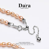 Dara S925银淡水无核彩色米色3-4毫米珍珠项链 YX6712001 