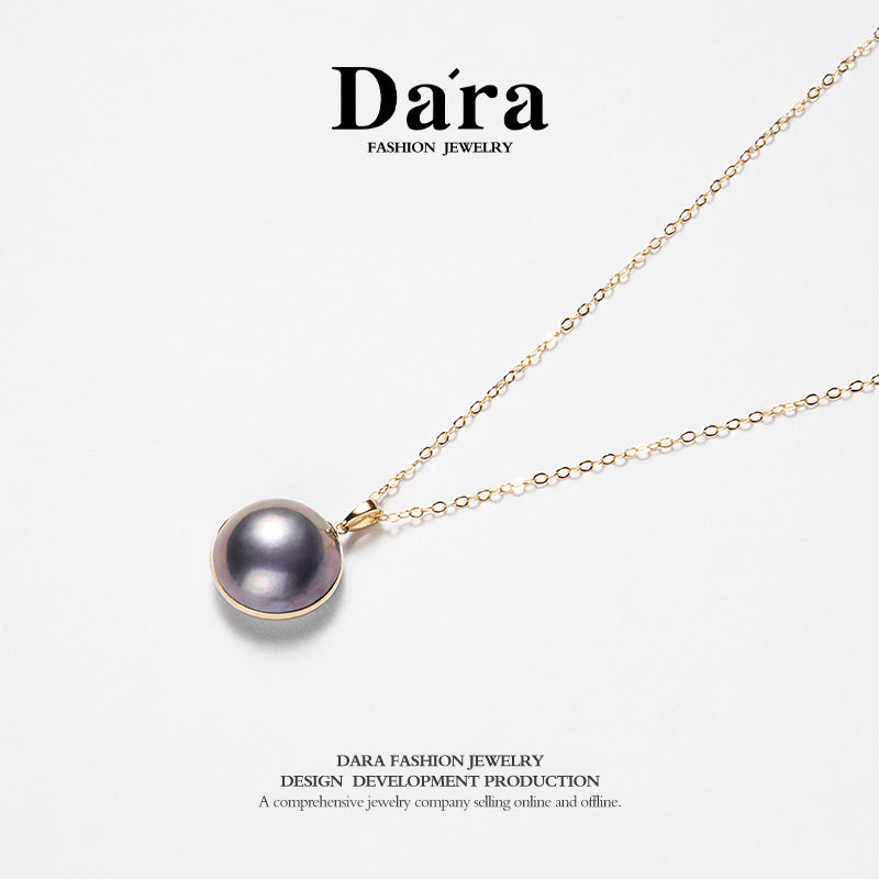 DARA 18K金海蓝色马贝珍珠13-14毫米吊坠 KX1882001 