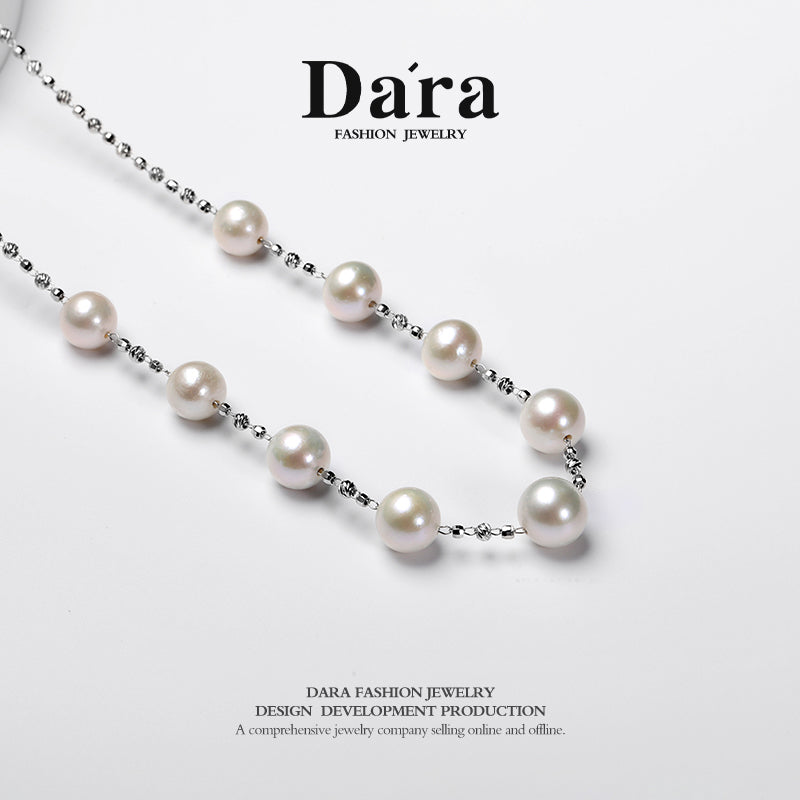 DARA Daira 淡水珍珠白珍珠10-12mm近圆形强光微瑕项链X6687001