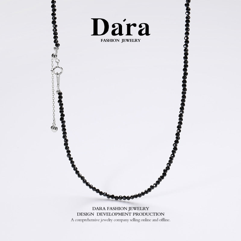 DARA S925银2-3毫米黑水晶项链 YX6687001 
