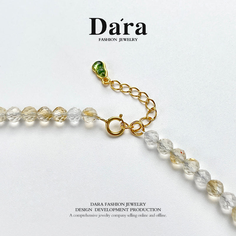 DARA 925 Silver Yellow Crystal Tourmaline Necklace, Recommended by DARA, RYX4197001