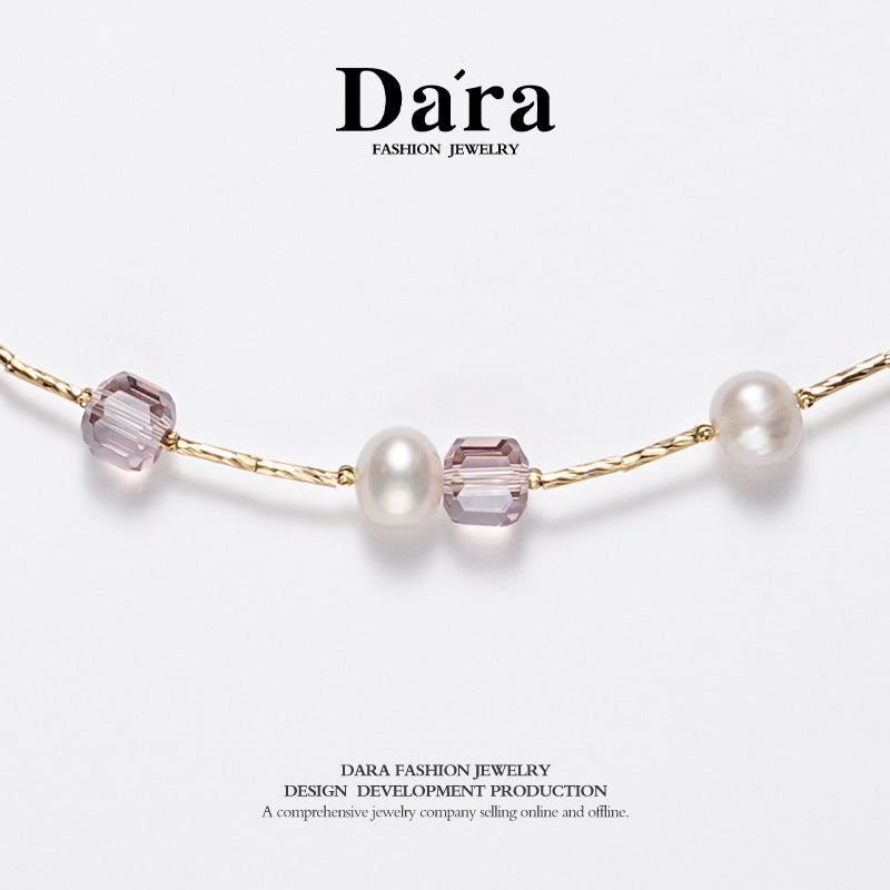 DARA 淡水无核白珍珠 9-10mm 珍珠项链 X6568001 