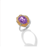 DARA 925 silver amethyst double gold personalized open ring YJ2418001