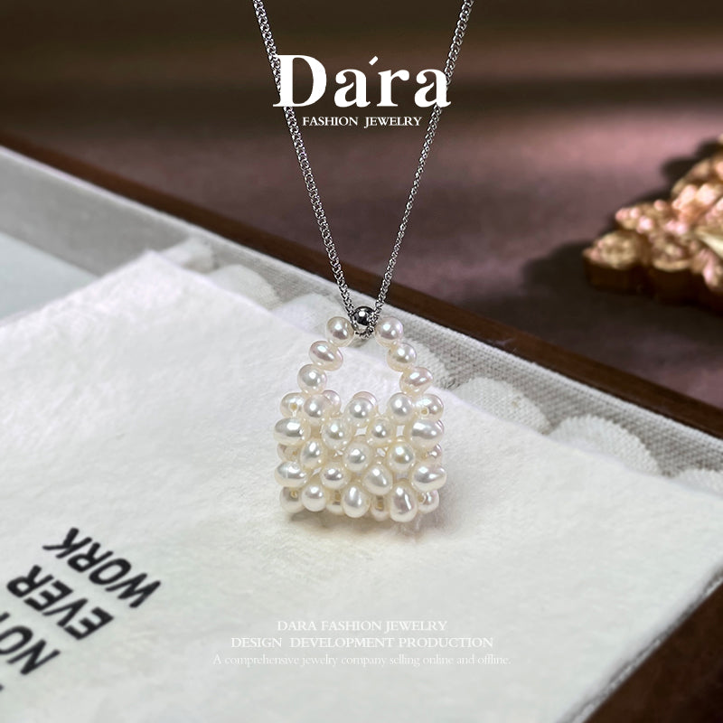DARA S925银淡水无核4-5毫米小米珠手提包吊坠 YX5688001 