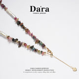 DARA 淡水牙签巴洛克4-6毫米珍珠碧玺项链 X6551001 