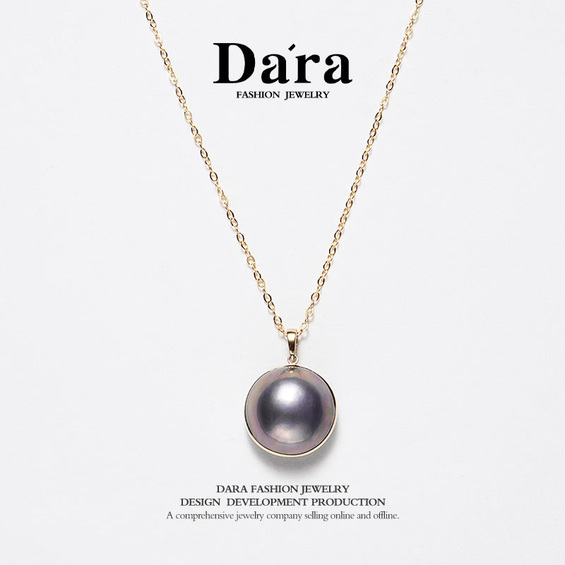 DARA 18K金海蓝色马贝珍珠13-14毫米吊坠 KX1882001 