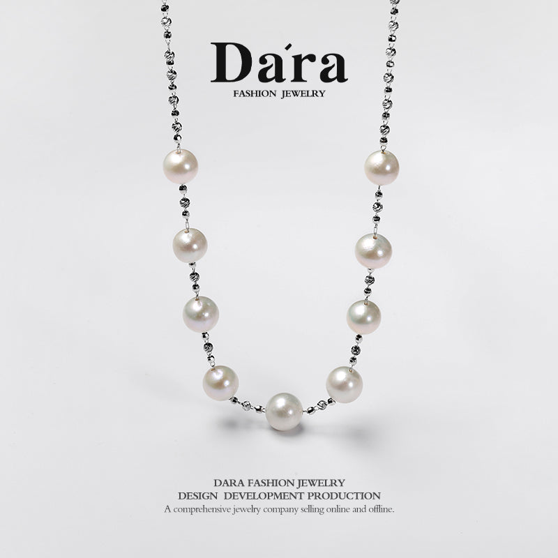 DARA Daira 淡水珍珠白珍珠10-12mm近圆形强光微瑕项链X6687001
