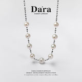 DARA Daira 淡水珍珠白珍珠10-12mm近圆形强光微瑕项链X6687001