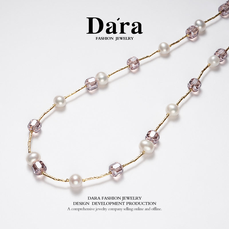DARA 淡水无核白珍珠 9-10mm 珍珠项链 X6568001 