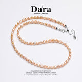 Dara S925银淡水无核彩色米色3-4毫米珍珠项链 YX6712001 