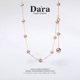DARA 9K金淡水紫珍珠星空4-5mm7-8mm珍珠项链 KX0504002 