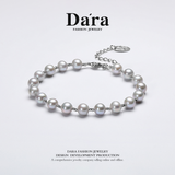 DARA 淡水珍珠 6-7 毫米 18 颗灰色珍珠圆形微瑕高光手链 S1981002 