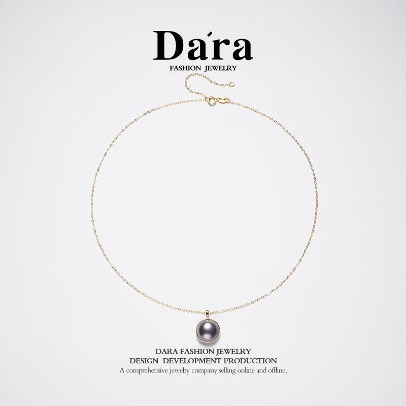 DARA 18K金海蓝色马贝珍珠13-14毫米吊坠 KX1882001 