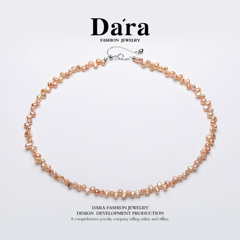 DARA S925银淡水无籽花瓣珍珠3-4mm项链 YX6711001 
