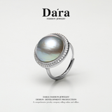 DARA S925纯银海水马尾14-15毫米珍珠戒指 YJ6723001 