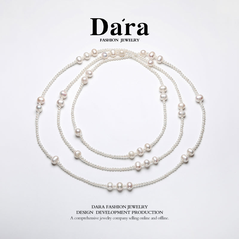 DARA 3-4毫米至8-10毫米淡水珍珠项链毛衣链 X6663001 