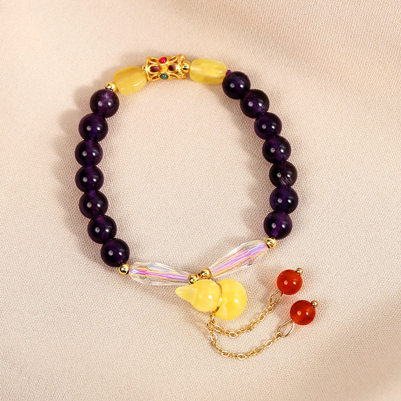 DARA National Trend Multi-Treasure Fortune Purple Crystal Lucky Bracelet R061001
