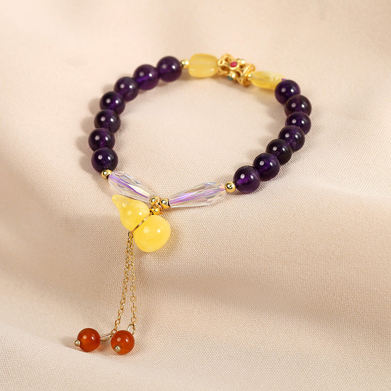 DARA National Trend Multi-Treasure Fortune Purple Crystal Lucky Bracelet R061001