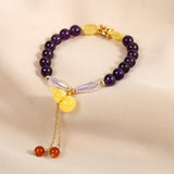 DARA National Trend Multi-Treasure Fortune Purple Crystal Lucky Bracelet R061001